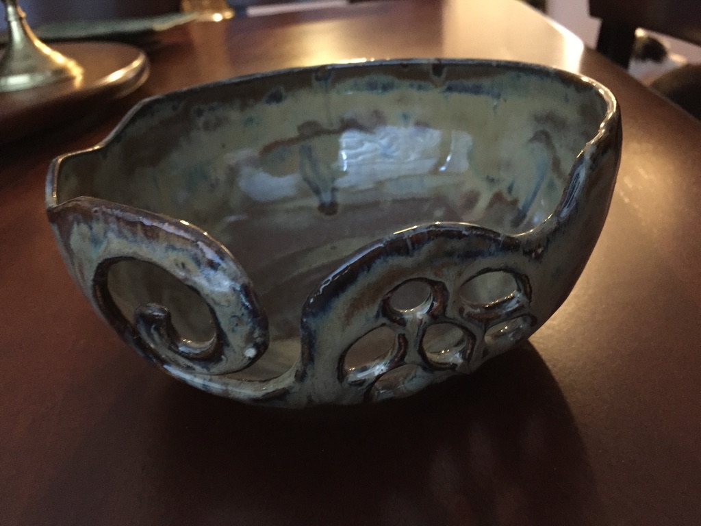 Tall vase with iron-rich glaze